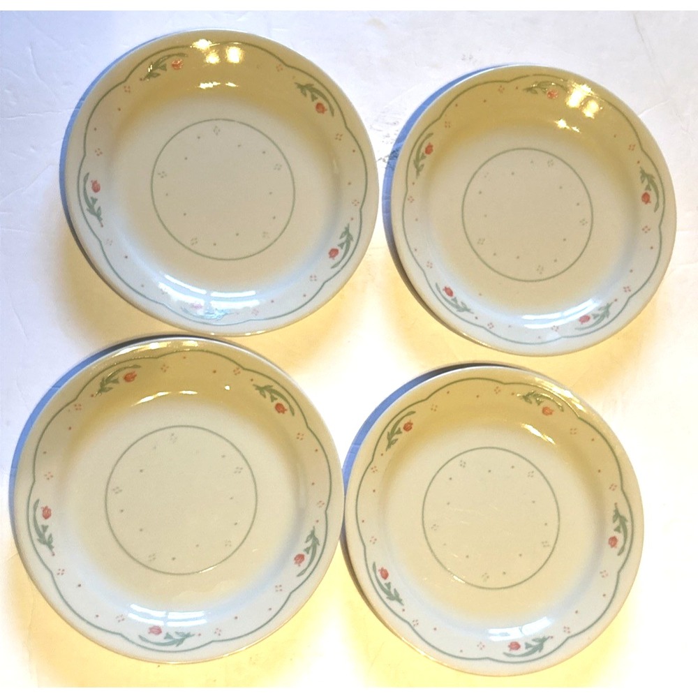 Corelle by Corning 4 Calico Rose 7 1/4" Pink Flowers Salad Dessert Plates VGC